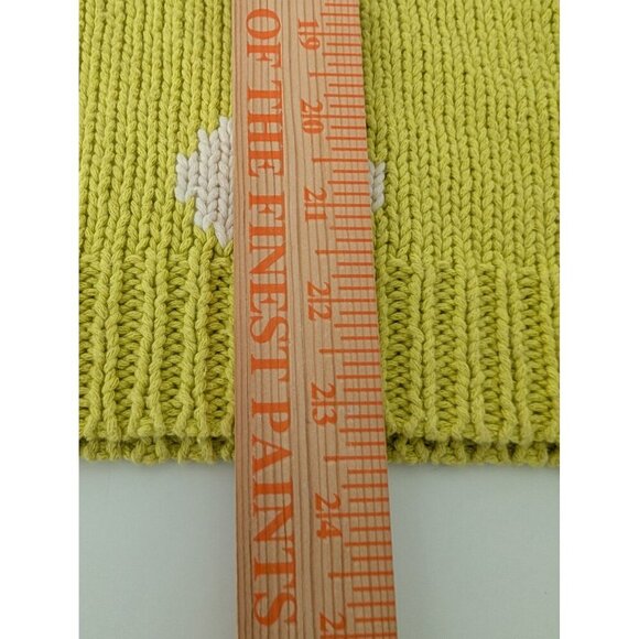Garnet Hill Polka Dot Sweater Womens Size Small Chartreuse Yellow Knit Cotton - Picture 10 of 10